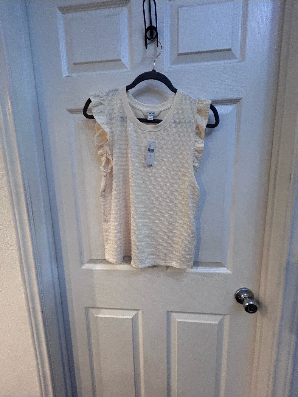 NWT! - Maeve (Anthropologie) Ivory Textured Ruffle-Sleeve Tank - Picture 6 of 6